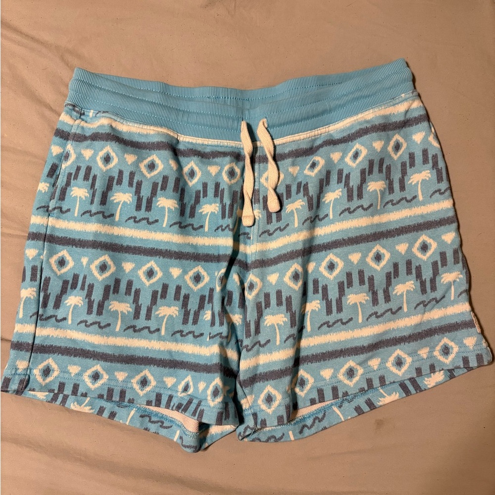 Chubbies Blue and Cream Lounge Shorts with Geometric Pattern